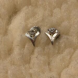 Silver Rhinestone Pierce Earrings